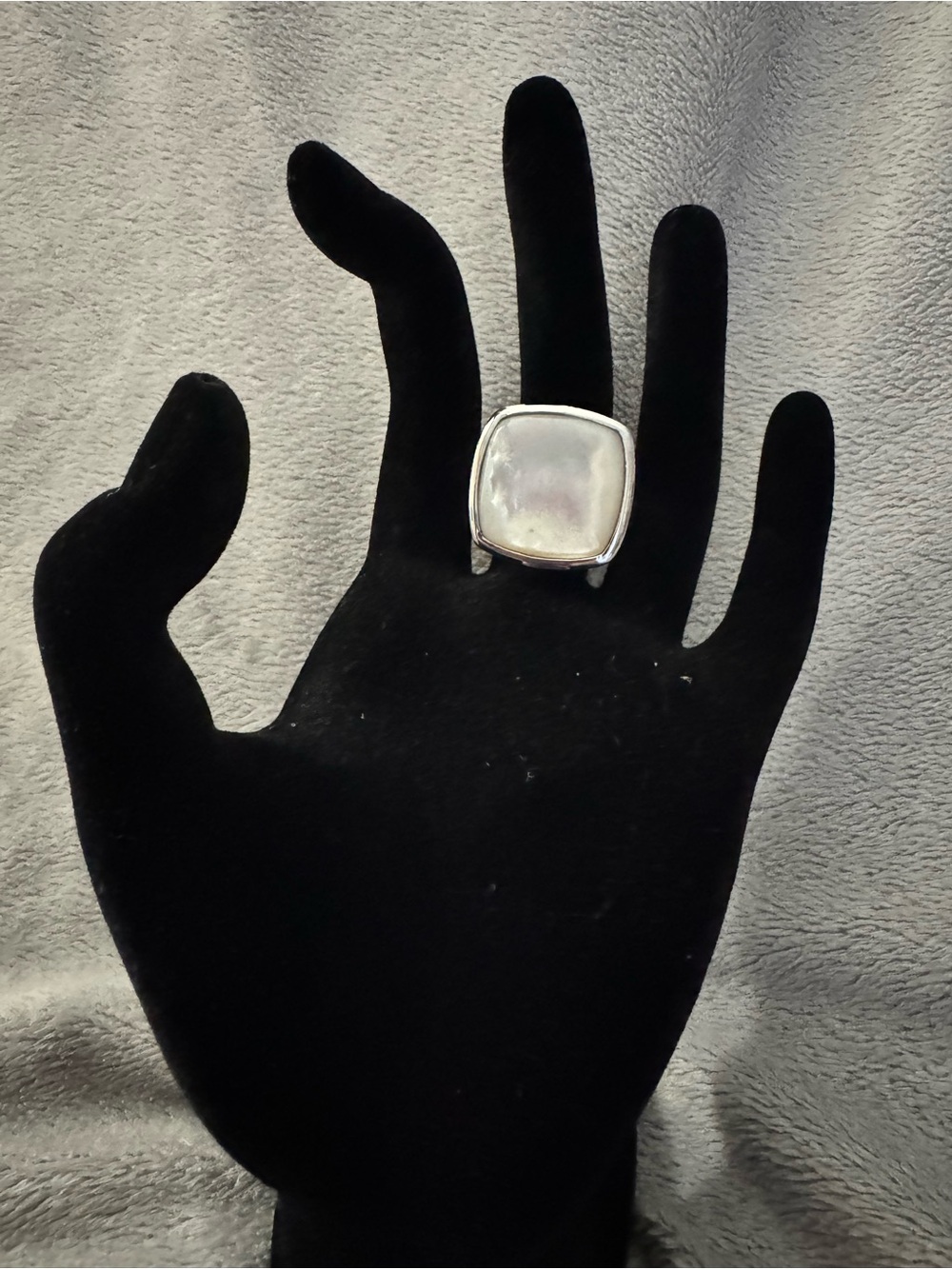 Silver Mother-of-Pearl Square Statement Ring - Women's Jewelry